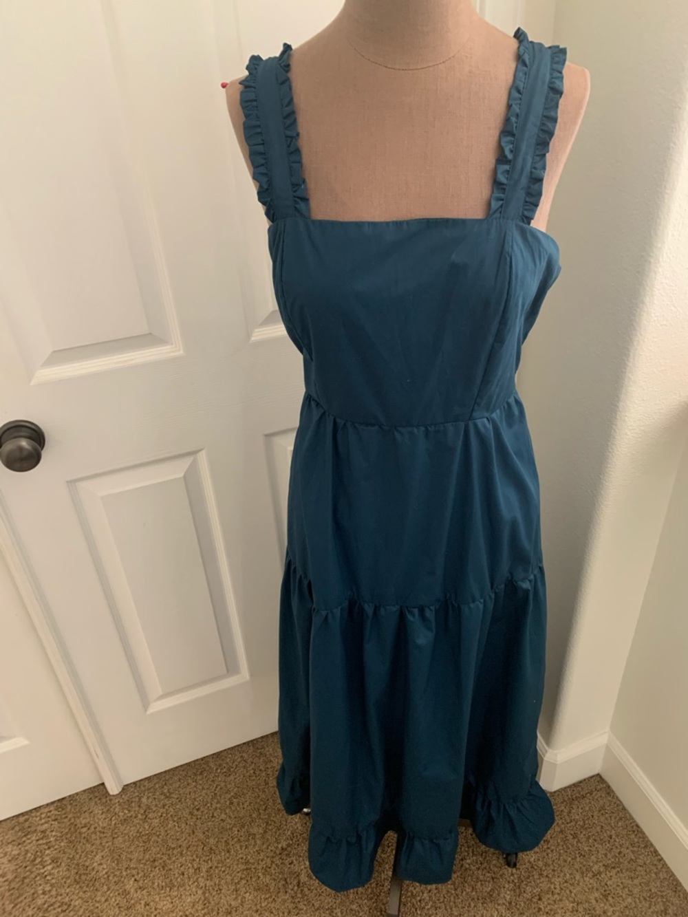 Teal Ruffle Strap Maxi Dress - Women